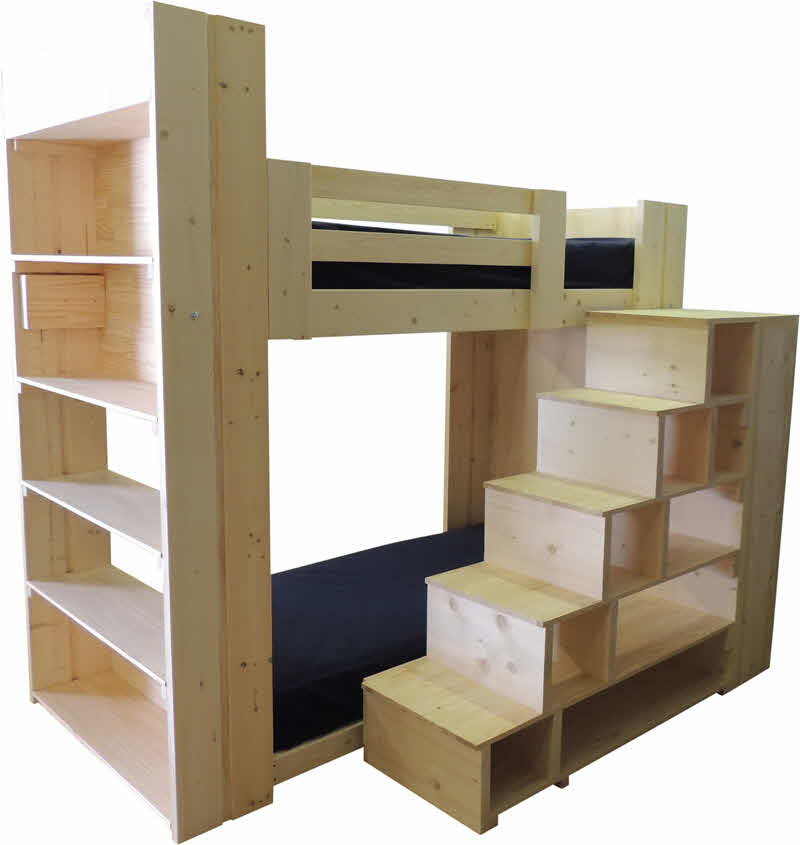loft bed with bookcase stairs