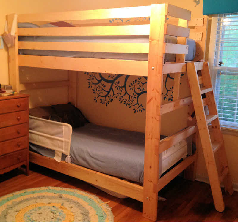 Bunk Beds For Kids Youth Teen College, Bunk Beds With Rails On Top And Bottom