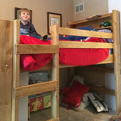 low loft bed with desk