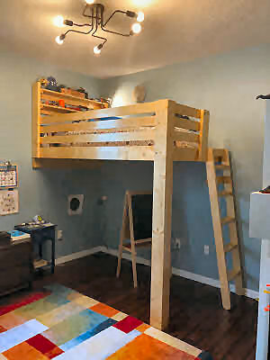 College Loft Bed attached to wall