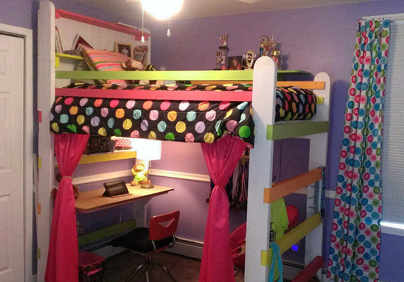 bunk bed with sitting area