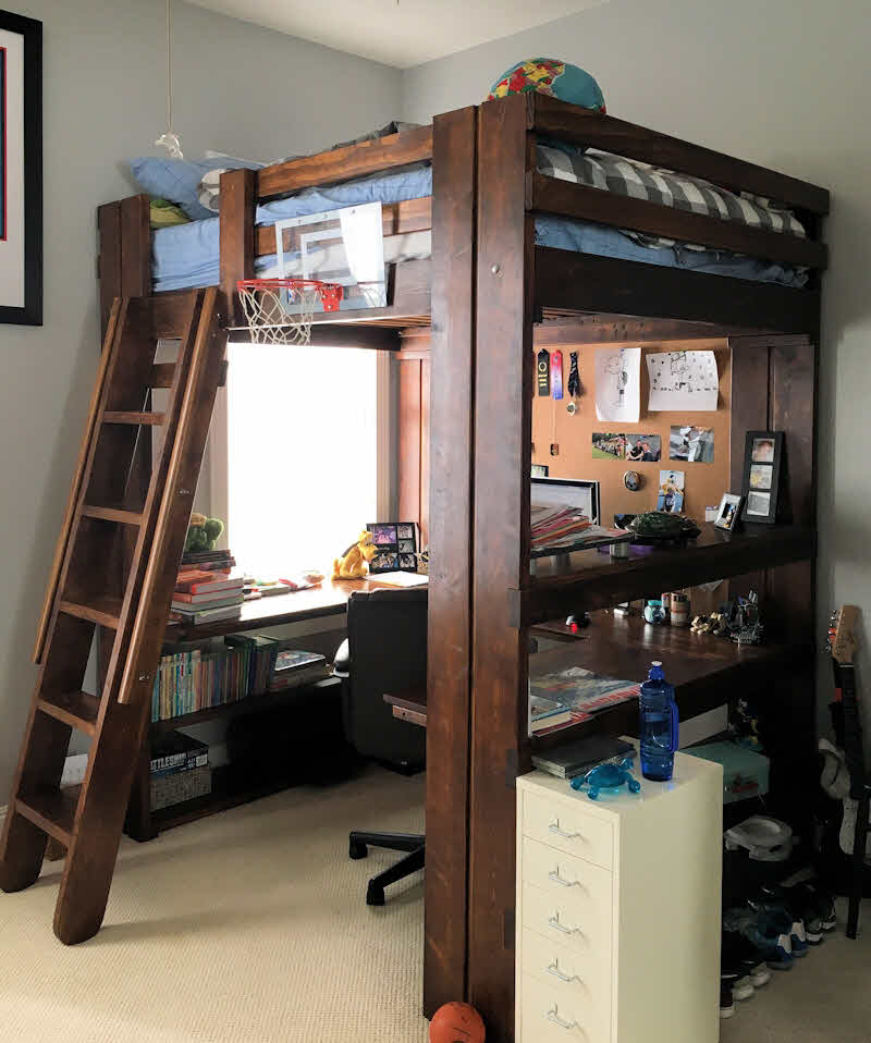 custom loft bed with desk