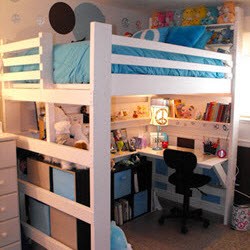 Youth loft bed with desk