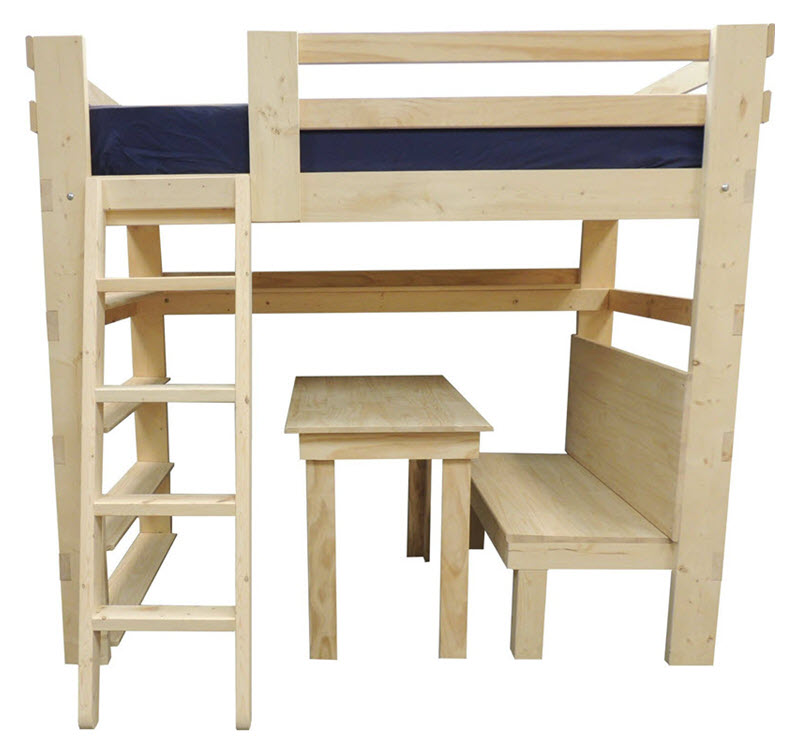 loft bed with benches and table