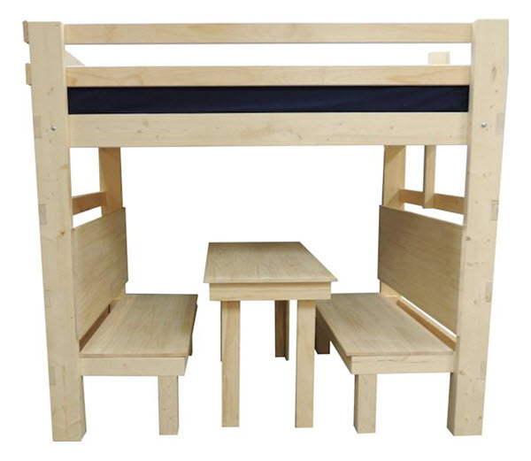 bunk bed with table and bench seats