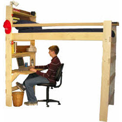 low loft bed with desk