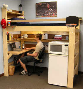Loft Bunk Beds Kids Youth Teen College, College Dorm Bed Frame