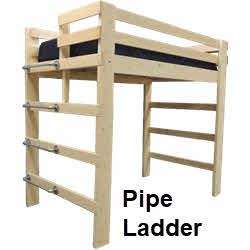 Pipe ladder loft bed with desk