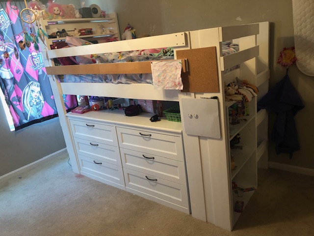 low loft bed with desk