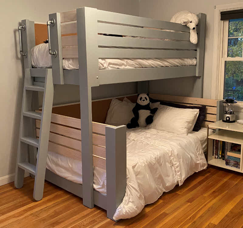 Kids Teen College Loft Bunk Beds, Full Size Loft Bed For Thick Mattress Uk