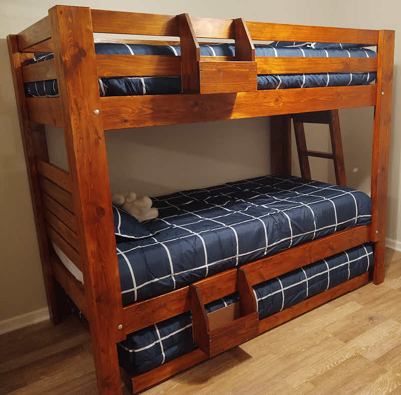 Bunk Bed With Open Ends In Twin Full, Queen Size Bunk Bed With Twin On Top