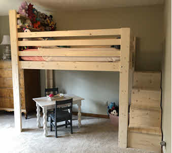 Loft Bed with Lots of desk and shelving space for the serious video gamer.