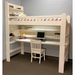 low loft bed with desk