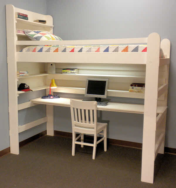 double bed bunk bed with desk underneath