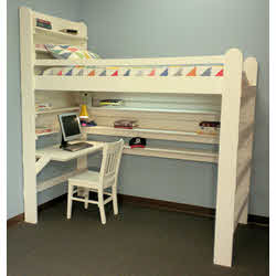 low loft bed with desk