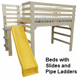 Loft Bed with Slide & Pipe Ladder