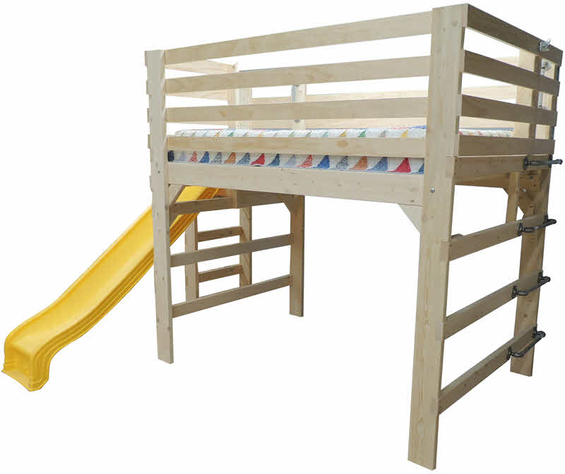 bunk beds with a slide attached
