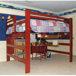 low loft bed with desk